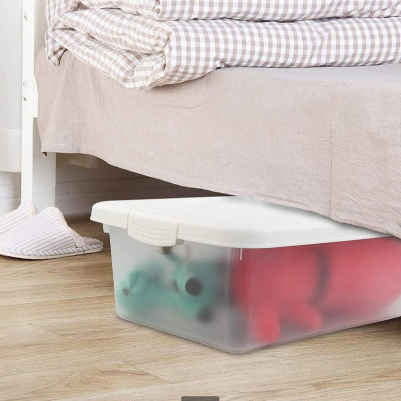 Ucake 14 Quart Clear Storage Box, Underbed Plastic Latch Box with White Lids, 2-Pack - Image 5